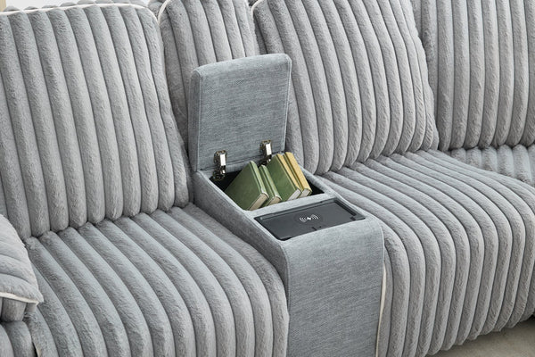 English Elm M078 Power Reclining Sectional Sofa with Dual USB Ports, Armrests & Back Reset for Ultimate Comfort Grey W1805S00081