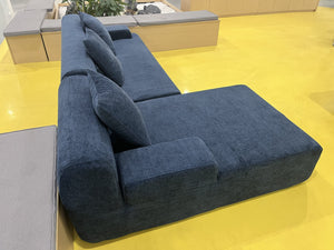 English Elm Cloud boneless sofa with anti-slip base, memory foam deep-seat modular sleeper, storage pocket comfort Dark Blue W861S00014