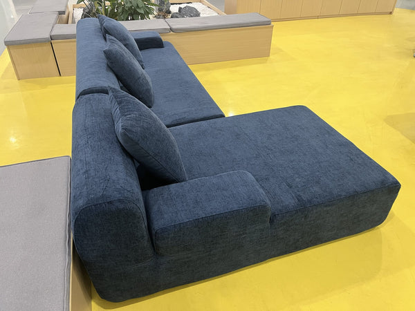 English Elm Cloud boneless sofa with anti-slip base, memory foam deep-seat modular sleeper, storage pocket comfort Dark Blue W861S00014