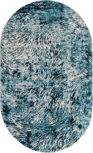 Unique Loom Oasis Wave Machine Made Abstract Rug Blue, Gray/Navy Blue/Ivory 5' 0" x 8' 0"