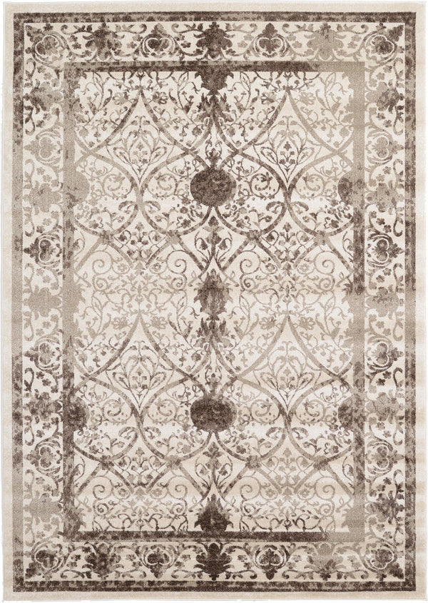 Unique Loom La Jolla Traditional Machine Made Floral Rug Beige, Beige/Brown/Ivory/Light Brown 7' 1" x 10' 0"