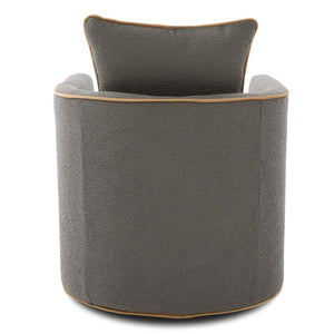 English Elm Swivel Barrel Accent Chair Boucle Upholstered with 360 Base for Living Room Corners Light Grey N763P376127E