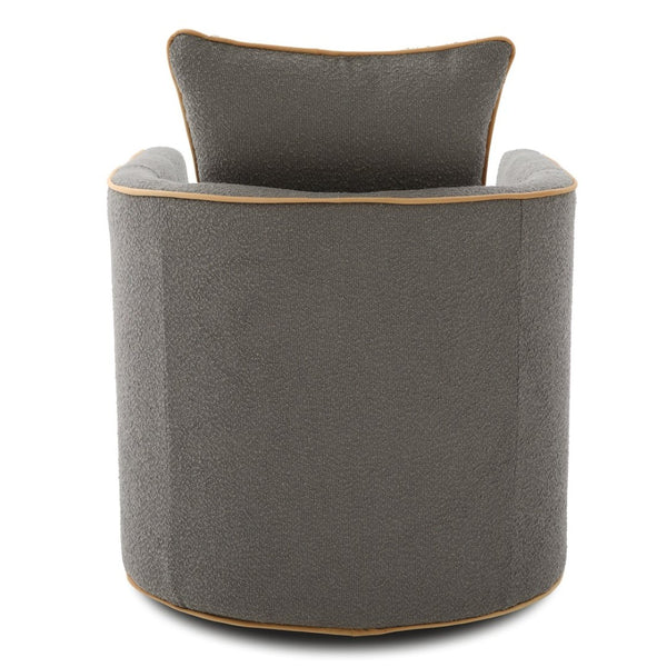English Elm Swivel Barrel Accent Chair Boucle Upholstered with 360 Base for Living Room Corners Light Grey N763P376127E