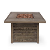 Christopher Knight Home® - Noble House - Elberton Outdoor 50,000 Btu Square Fire Pit, Brown Wood Pattern