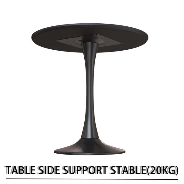 English Elm 31.5" Black Round Tulip Dining Table Set With 2 Ergonomic Leather Chairs - Modern Mid-Century Design W2189S00709