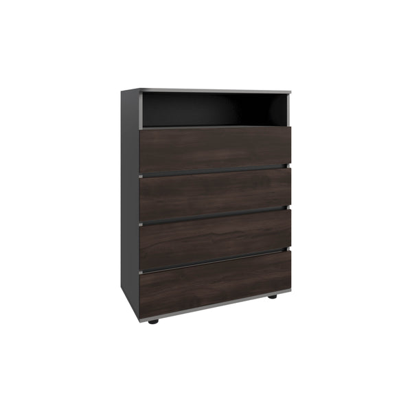 English Elm Dresser, 4 Drawers 1 Shelf in Matt Gray & Dark Oak — Elegant, FSC-Certified Storage for Bedroom Decor B097P369437