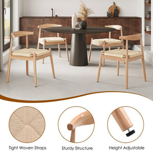 English Elm Weave Dining Chairs Set Of 2 - Stylish Mid-Century Modern Oak Frame & Handwoven Seat For Any Room T3623P371952-GIGA