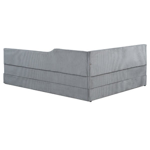 English Elm Full Size L-shaped Corduroy Upholstered Daybed Sofa for Living Room or Studio Gray N737P380207E