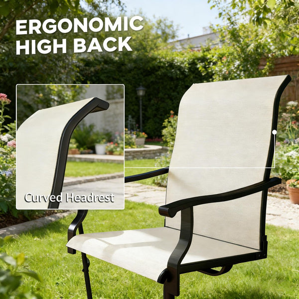 English Elm High Back Swivel Outdoor Patio Chairs with Breathable Mesh and Powder Coated Steel Frame T3971P444463