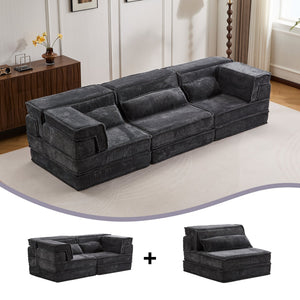English Elm Compression Oversized Boneless Modular Sofa Bed - Versatile, No Assembly, Memory Foam Comfort In Dark Grey W3723S00021