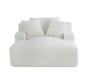 English Elm Cloudline Oversized Chaise Lounge Chair with Soft Corduroy Full Foam Cushioning, No Assembly Required Ivory B2735P271454