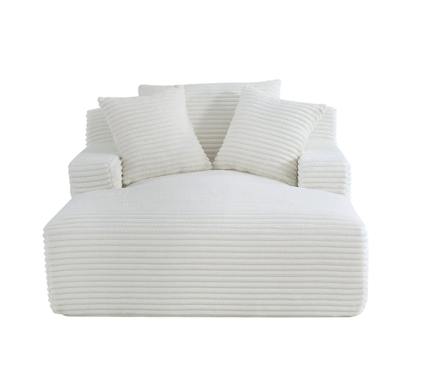 English Elm Cloudline Oversized Chaise Lounge Chair with Soft Corduroy Full Foam Cushioning, No Assembly Required Ivory B2735P271454
