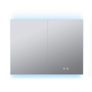 English Elm Corsica Double Door Led Medicine Cabinet with Defogger and Aluminum Frame for Bathrooms B2731P477801