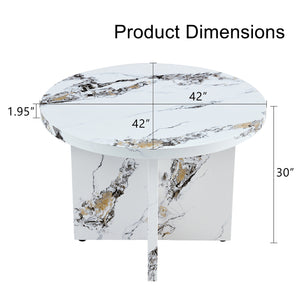 English Elm Round 42" Dining Table for 4-6 — Modern MDF Round Kitchen Table, 330lb Capacity, Café & Office Use N752P186173K