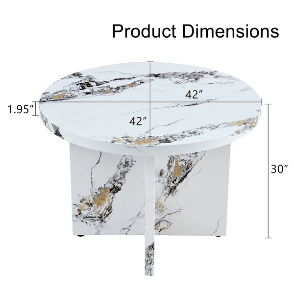 English Elm Round 42" Dining Table for 4-6 — Modern MDF Round Kitchen Table, 330lb Capacity, Café & Office Use N752P186173K