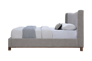 English Elm Melbourne Chenille Upholstered Eastern King Bed with Walnut Legs for Modern Bedroom B2756S00029
