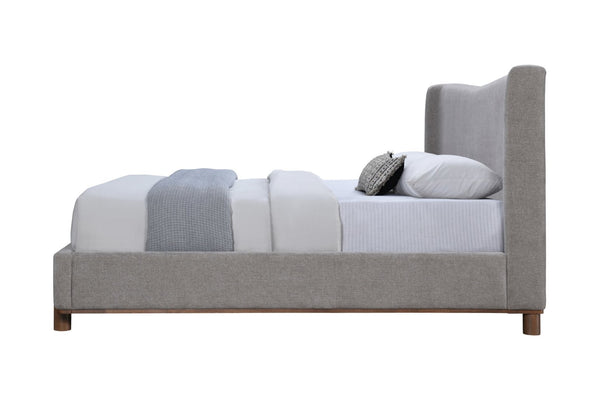 English Elm Melbourne Chenille Upholstered Eastern King Bed with Walnut Legs for Modern Bedroom B2756S00029