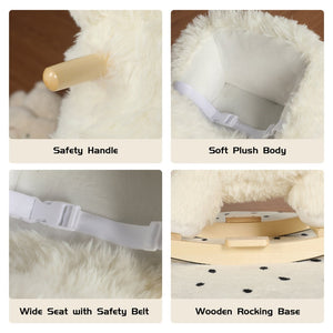 English Elm Kids Alpaca Plush Rocking Toy with Lullaby Sounds Jingle Bells and Safety Belt W3723P374144