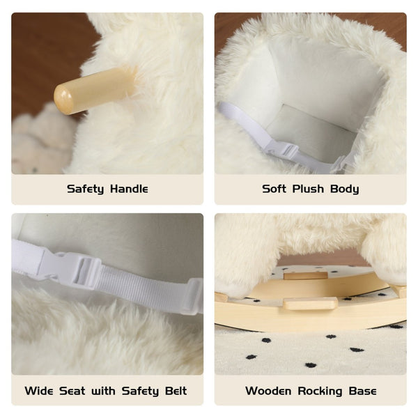 English Elm Kids Alpaca Plush Rocking Toy with Lullaby Sounds Jingle Bells and Safety Belt W3723P374144