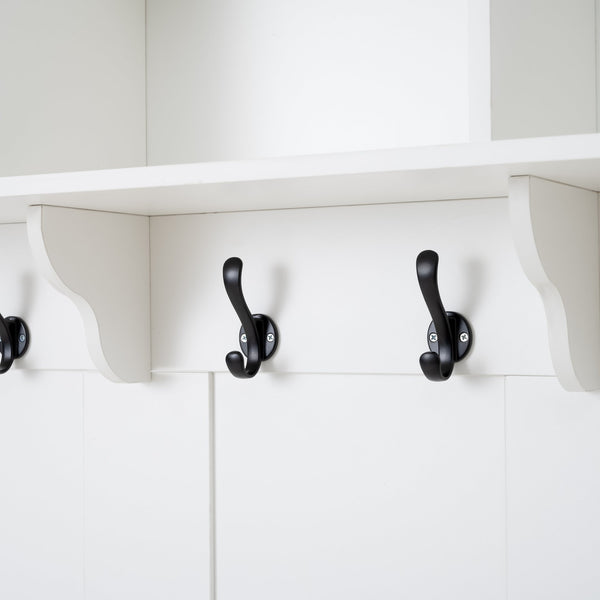 English Elm Two meters three cabinets and three storage clothes rack White Entryway Organizer with Hooks, Shelves, Cabinet W3871P368795