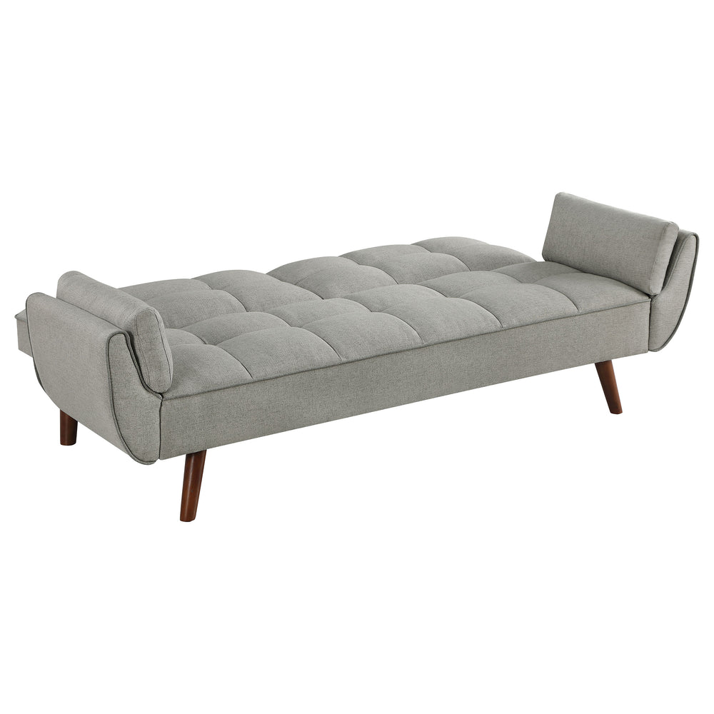 English Elm Caufield Grey Tufted Convertible Sofa Bed with Linen-Like Upholstery, Turquoise Accent & Walnut Legs B062P358303