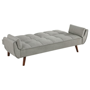 English Elm Caufield Grey Tufted Convertible Sofa Bed with Linen-Like Upholstery, Turquoise Accent & Walnut Legs B062P358303