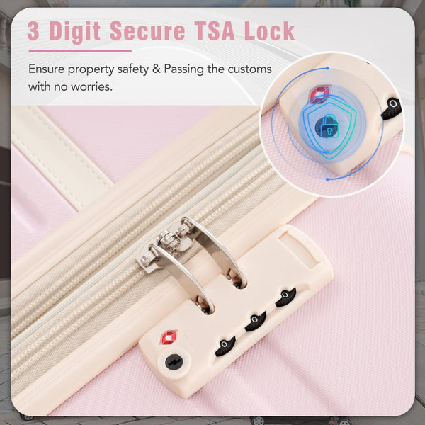 English Elm Hardshell Abs Spinner Luggage Set Four Piece Expandable Tsa Lock Travel Suitcases Light Pink N732P170218U