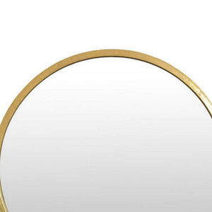 English Elm Feno Round Wall Mirror with Shelf Gold Metal Frame Entryway Vanity Accent Piece B056P416953