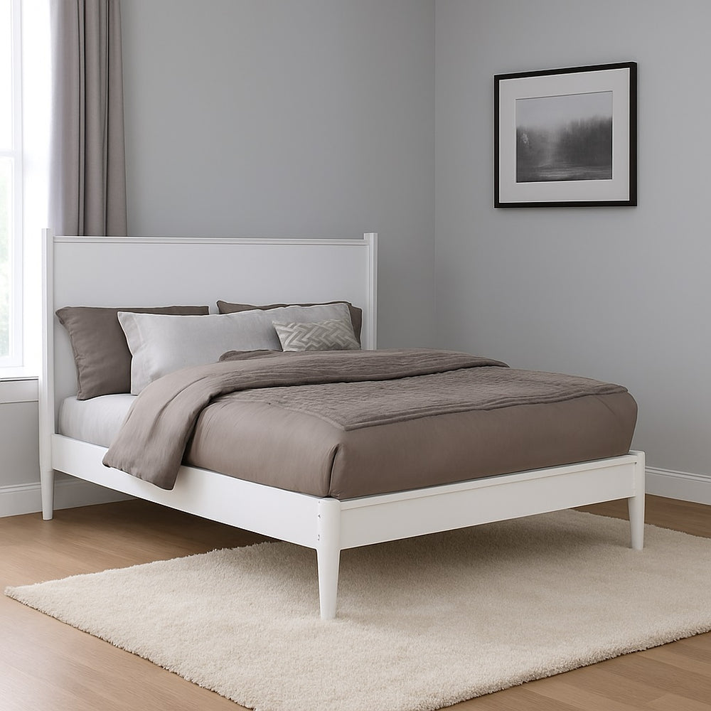 English Elm Mid-Century California King Wooden Platform Bed - Stylish White Finish, Durable Design & Comfort B016S00032