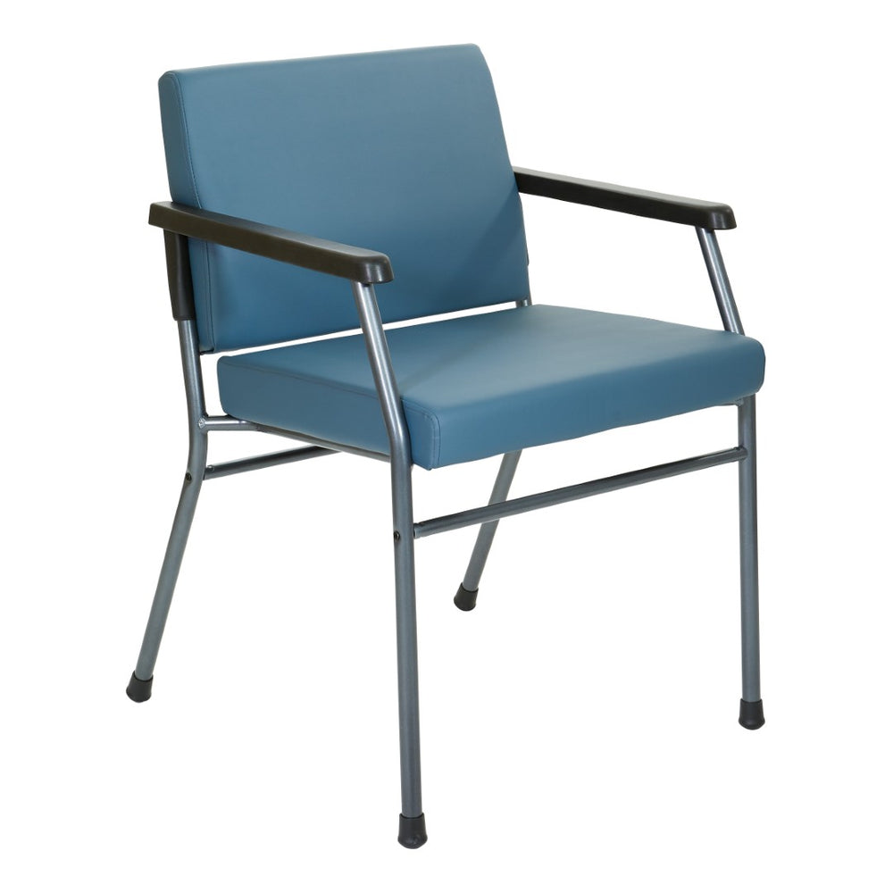 OSP Home Furnishings Big and Tall Bariatric Patient Chair with Pu Padded Arms for Medical Waiting Rooms Blue BC9602HT-R105