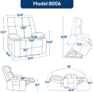 English Elm Dual Motor Power Lift Recliner with Massage Heat and Leatherair Upholstery for Living Room Beige W3224P295282