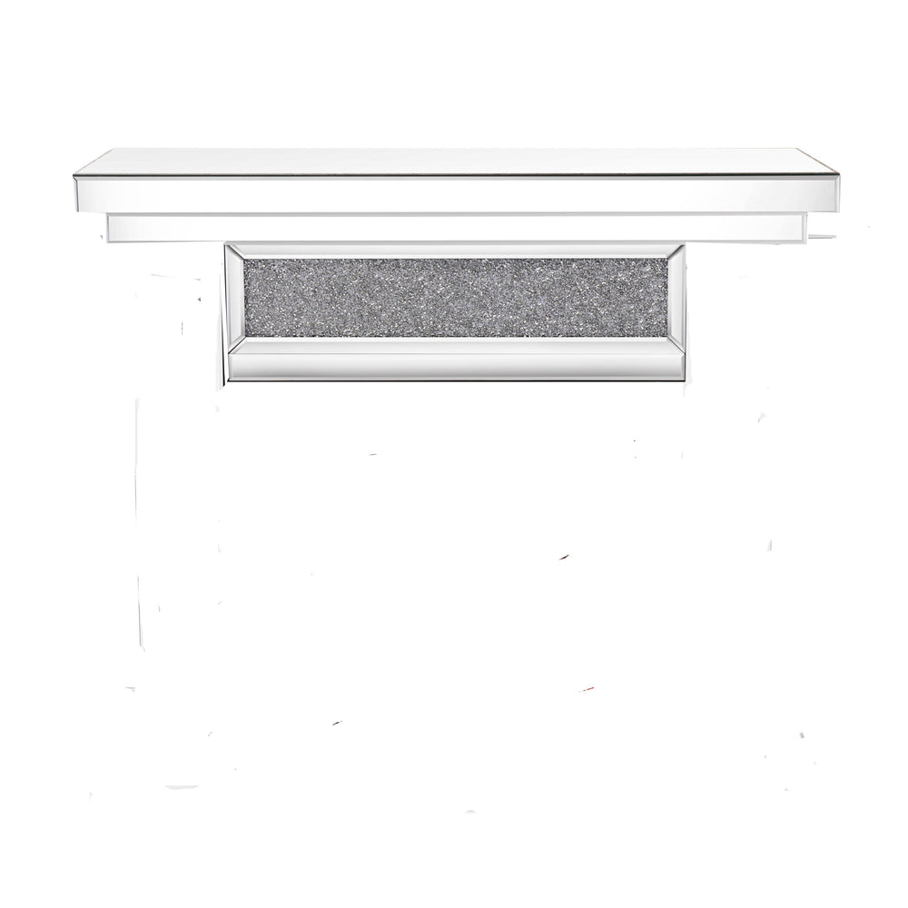 English Elm TV Silver Corner Electric Fireplace with Mirror Frame, 3D LED Flames, Resin Diamond Inlays, Remote Controlled 47" W100535723