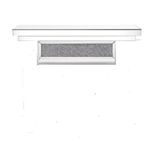 English Elm TV Silver Corner Electric Fireplace with Mirror Frame, 3D LED Flames, Resin Diamond Inlays, Remote Controlled 47" W100535723