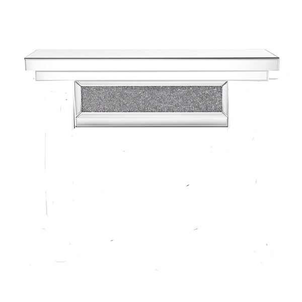 English Elm TV Silver Corner Electric Fireplace with Mirror Frame, 3D LED Flames, Resin Diamond Inlays, Remote Controlled 47" W100535723