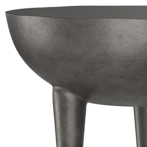 English Elm Otto Handcrafted Cast Aluminum Side Table in Graphite Finish — Convex Top, Tapered Legs, 24" Round B136P239038
