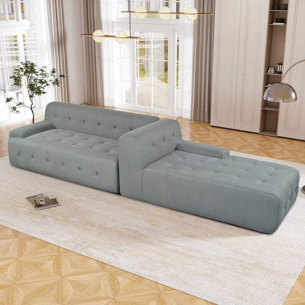 English Elm U_Style Modern Large L-Shaped Modular Sofa with Foam+Pocket Spring Seats, Minimalist 3-Seater Comfort Grey WY000419AAE