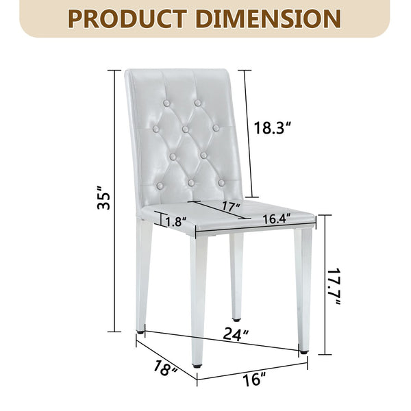 English Elm 4-piece Brown Suede Dining Chair Set with Tufted Back and Walnut Metal Legs Light Gray,Silver W1151P361184