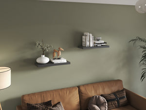 English Elm Ecco Floating Shelves Set of 2 with Hidden Brackets, Modern Matte Finish Wall Storage Display Unit Gray 32 L x 11 W x 4 H B200P239105