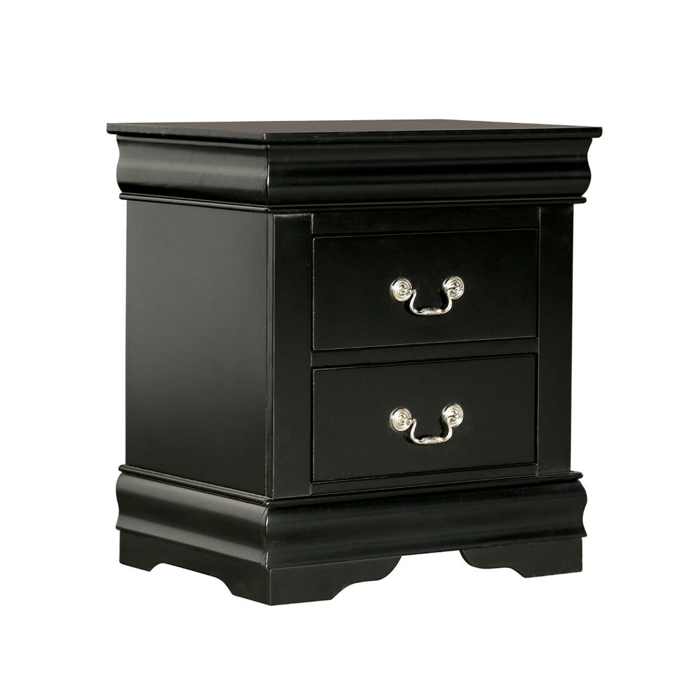 English Elm Light Gray Contemporary Nightstand Solid Rubberwood Dovetail Drawer Bedroom Storage Black B2741P433358
