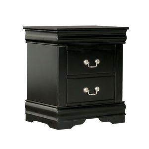 English Elm Light Gray Contemporary Nightstand Solid Rubberwood Dovetail Drawer Bedroom Storage Black B2741P433358