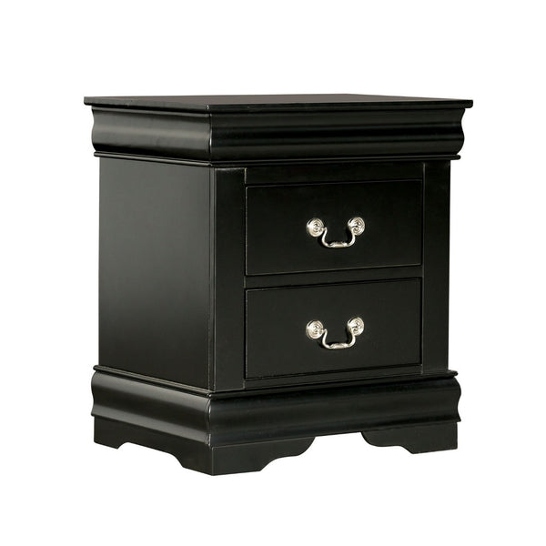 English Elm Light Gray Contemporary Nightstand Solid Rubberwood Dovetail Drawer Bedroom Storage Black B2741P433358