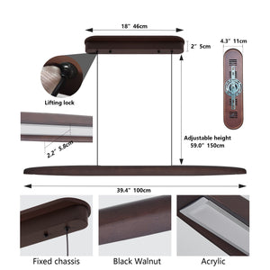 English Elm 39-Inch Streamline Wooden Led Pendant Light – Remote-Controlled, Adjustable Dimming For Modern Spaces W2312P375015