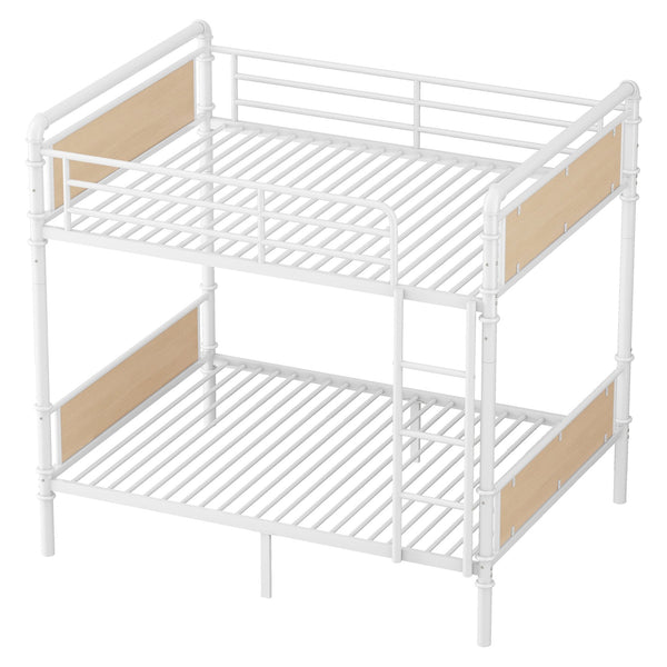 English Elm Twin Twin XL over Twin XL Metal Bunk Bed, Industrial White Detachable Design with Guard Rails, 300lb Capacity W2580P304984