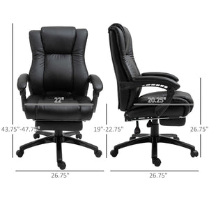 English Elm Vinsetto Executive High Back Office Chair - Pu Leather, Adjustable Height, Footrest & 360° Mobility W2225P217517-GIGA