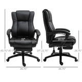 English Elm Vinsetto Executive High Back Office Chair Executive Computer Desk Chair With Pu Leather, Adjustable Height and Retractable Footrest, Black