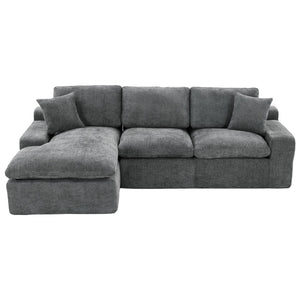 English Elm Cloud Modular Sectional Sofa with Double-Layer Cushioning, Deep 21.5" Seat, Chenille Upholstery & Side Pockets Grey N719S001980E