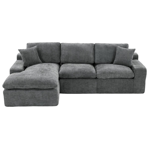 English Elm Cloud Modular Sectional Sofa with Double-Layer Cushioning, Deep 21.5" Seat, Chenille Upholstery & Side Pockets Grey N719S001980E
