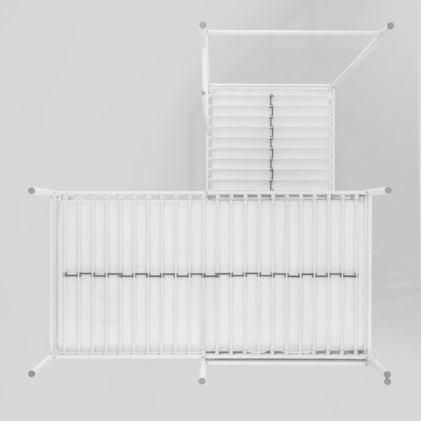 Devan Modern L-Shape Twin Bunk Bed with Fun Cutouts - Space-Saving Design in White & Cool Grey