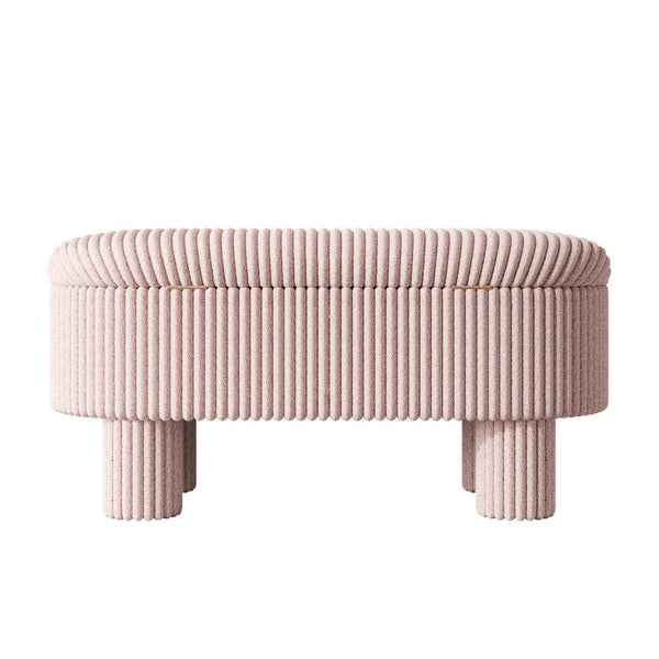 English Elm Modern Corduroy Upholstered Storage Bench with Lift Top Lid for Bedroom Entryway Pink N719P305624P