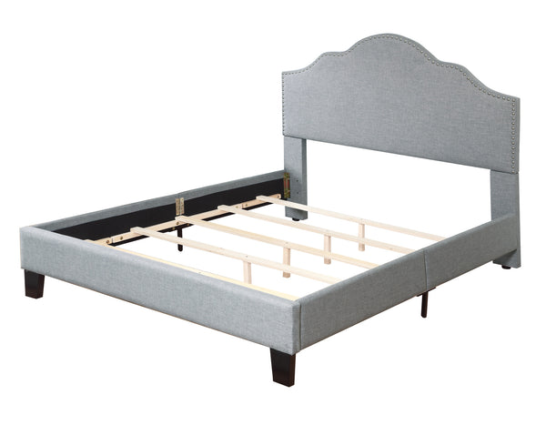 English Elm Wallace & Bay - Gray Cal King Upholstered Bed with Light Gray Fabric, Transitional Style, Easy-Care Design, Plush Headboard B361P384473